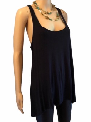 Rag & Bone Black Racerback Back Plastic Buckle Tank Top Tunic Sz Medium