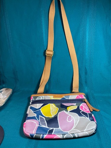 Fossil Floral Coated Canvas Handbag Multicolor Leather Trim Canvas Strap Purse - Picture 5 of 24