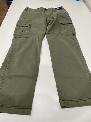 Hollister HEAVYWEIGHT STRAIGHT CARGO PANTS Green Size 30