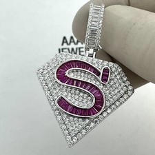 925 Solid Sterling Silver Cubic Zirconia Superman Pendant