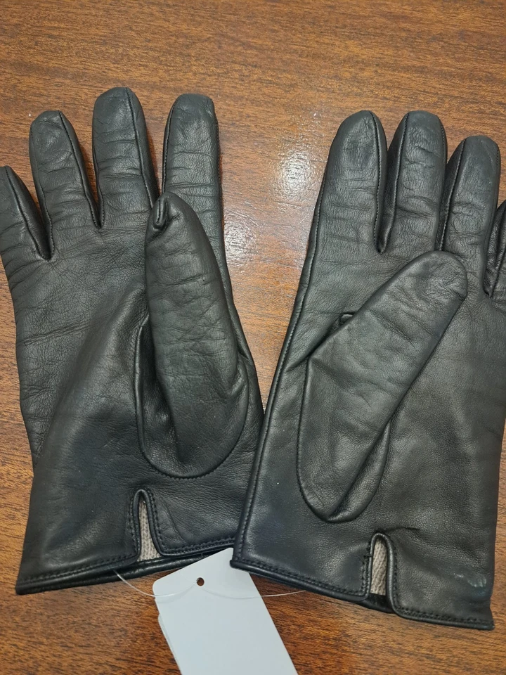 Guantes de cuero negros tejidos Portolano para mujer talla 7 1/2 Foto 3 de 4