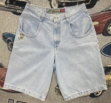 Vintage 90s JNCO Jean Baggy Shorts Basic Four 3 Dot Size 36 Made In USA Skater