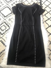 MICHAEL Michael Kors Size 4 Black, Studded Short Sleeve Polyester Viscose. E2