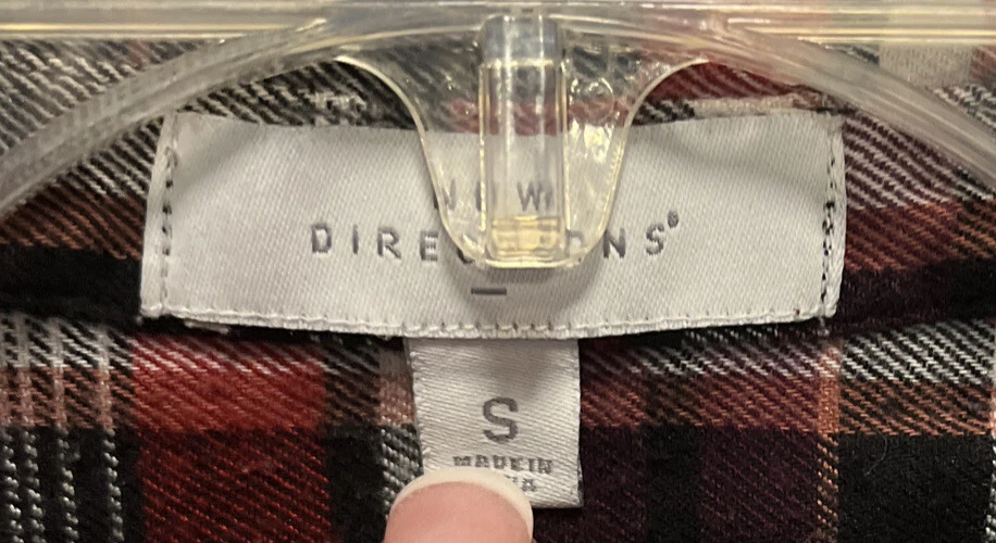 New Direction Womans Red/black Plaid Cotton Flannel Button Up Size S - Изображение 3 из 4