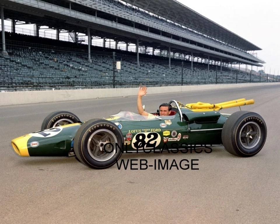1965 JIM CLARK INDY 500 WINNER 8X10 PHOTO 1ST REAR ENGINED CAR WIN LOTUS RACING - Image 1 of 1