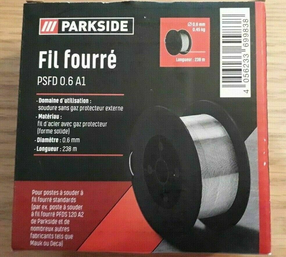 Bobine De Fil Fourré Parkside PSFD 0,6 Mm / 206 M - Fil D'Acier Avec Gaz De Protection Intégré | Pour Soudure MIG Sans Bouteille Externe - 10