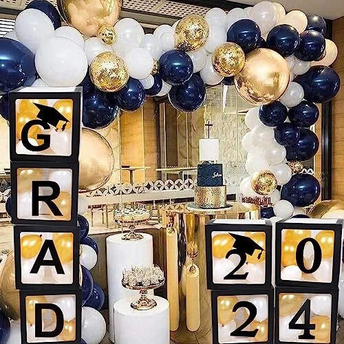 2023 2024 Graduation Party Decorations Graduate Balloon Boxes 4 Pieces  Black