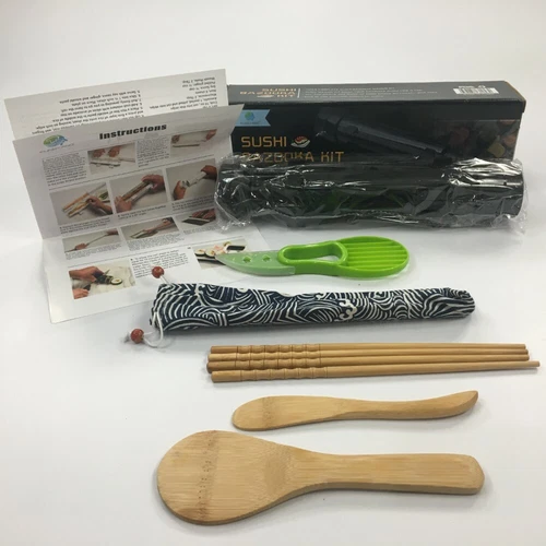 Sushi Making Kit, All In One Sushi Maker with Bamboo Mats, Bamboo NEW OPEN BOX