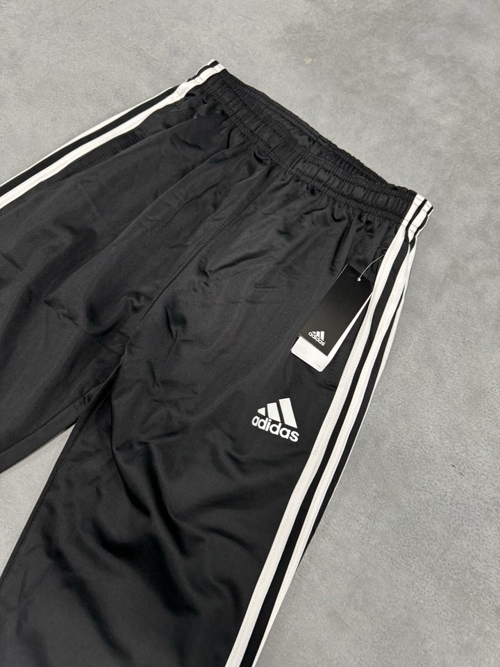 Adidas Track Pants Mens Large Black Essentials WarmUp Zip 3 Stripe eBay
