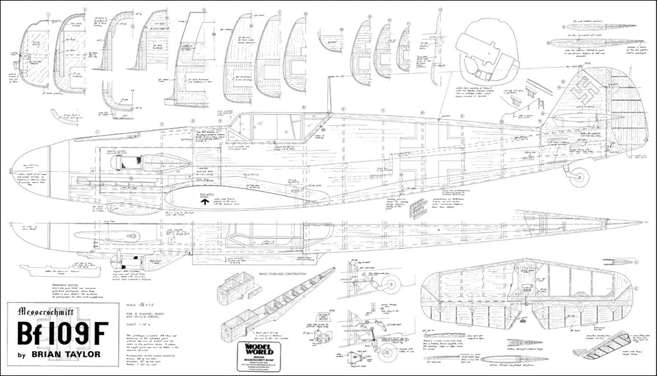 MESSERSCHMITT Me 109 F (Spannweite 1550 mm). Jagdflugzeug - Bild 2 von 4