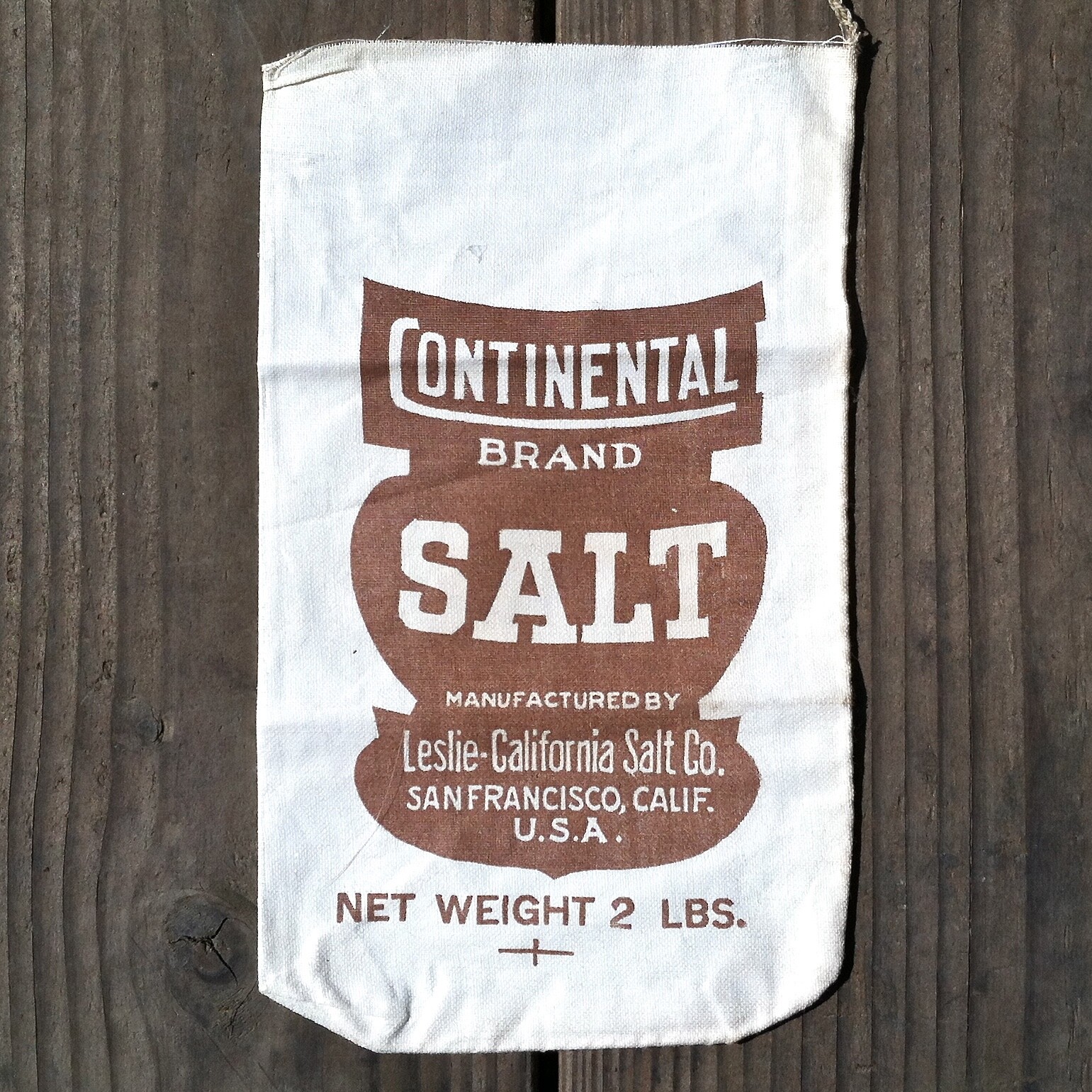 Original Vintage 1930s  CONTINENTAL SALT Grocery Cloth Salt BAG San Fransisco CA