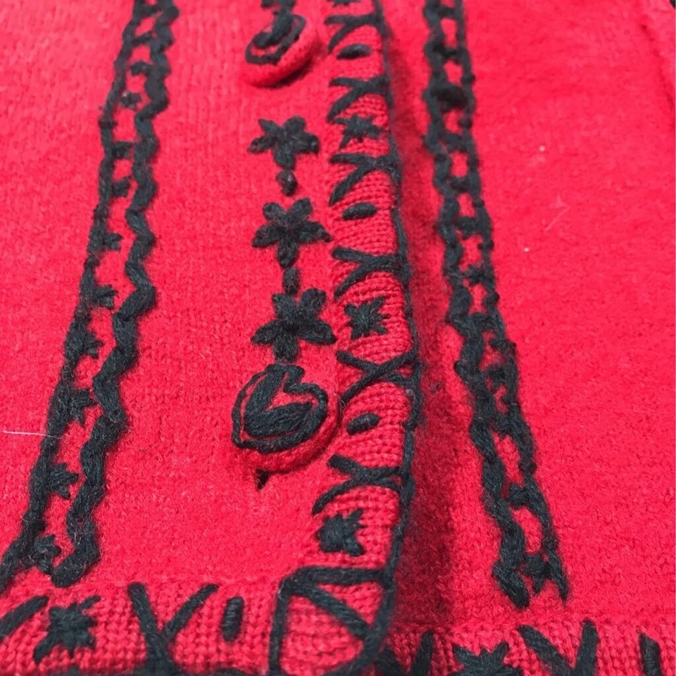Cambridge Dry Goods Womens Sweater Vest Red Stitched Boiled Wool Button Front XL - Image 2 of 4