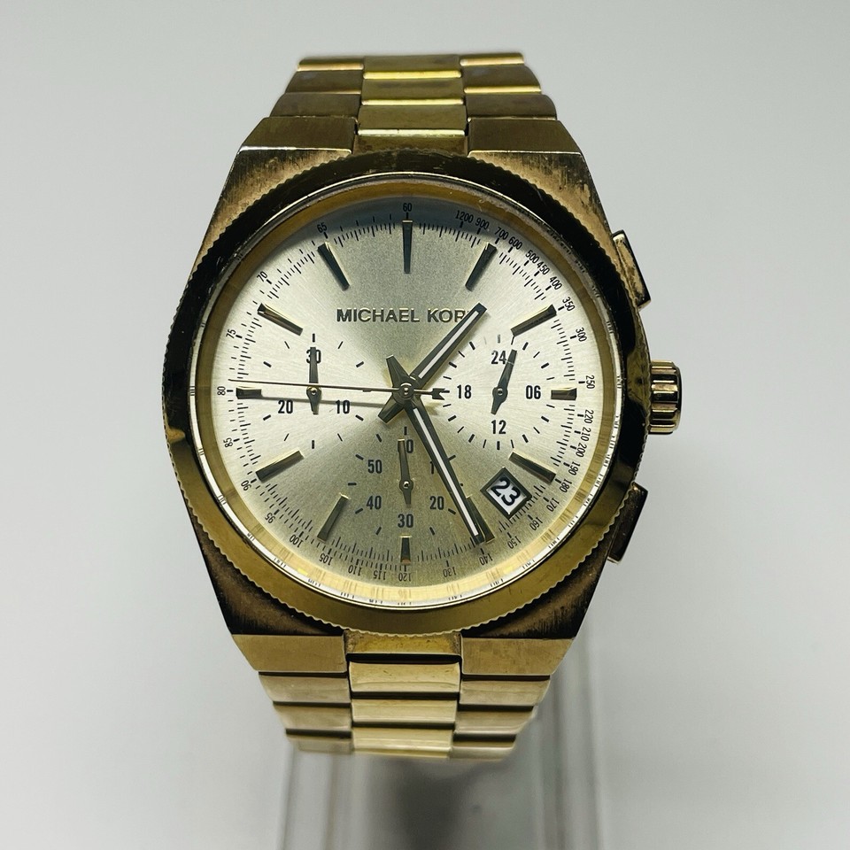 Michael Kors Channing Watch Women 38mm Gold Tone Chrono Date MK5926 New