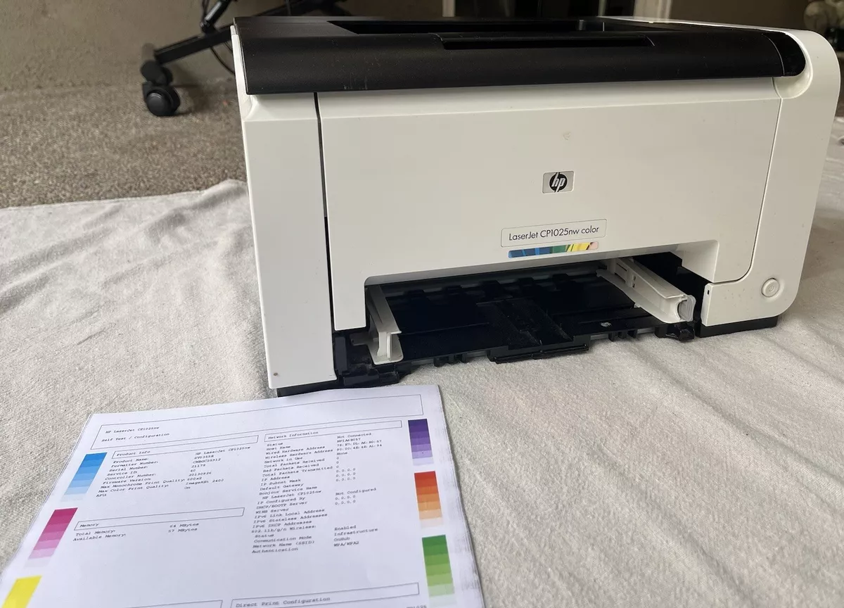 HP CP1025nw Wireless Printer with toner tray. Ink Report Photo | eBay