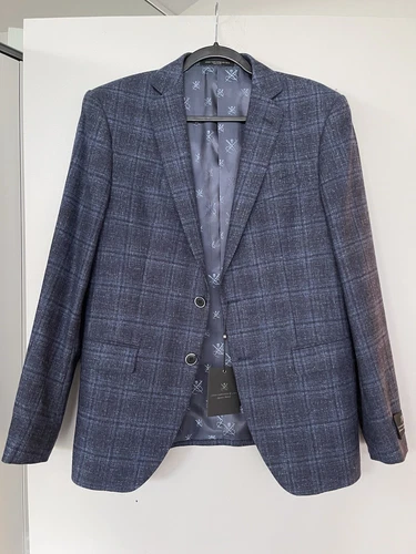 John Varvatos Bleecker-JN Tonal Plaid Slim Suit Jacket Sport Coat 38S New $498