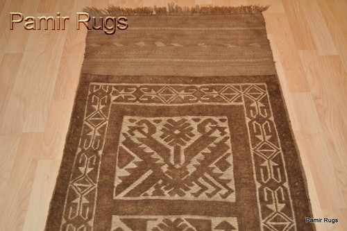 _WOOL_HALL_RUNNER 13' long earth tone VEGETABLE DYE KILIM100% natural tribal rug - Picture 4 of 10