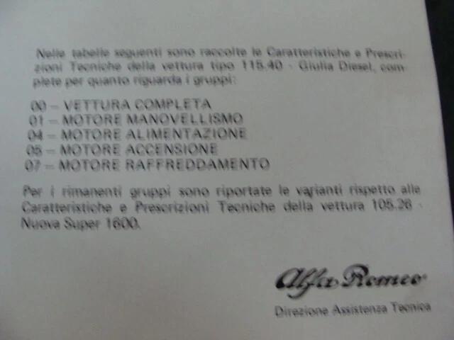 Manuale Alfa Romeo Giulia diesel caratteristiche e prescrizioni tecniche - Immagine 3 di 4
