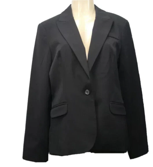 Metaphor Womens Blazer Size 10 Jacket Black 1 Button Professional Business
