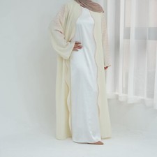 Open Kimono Abaya Muslim Women Long Dress Dubai Kaftan Ramadan Islamic Cardigan
