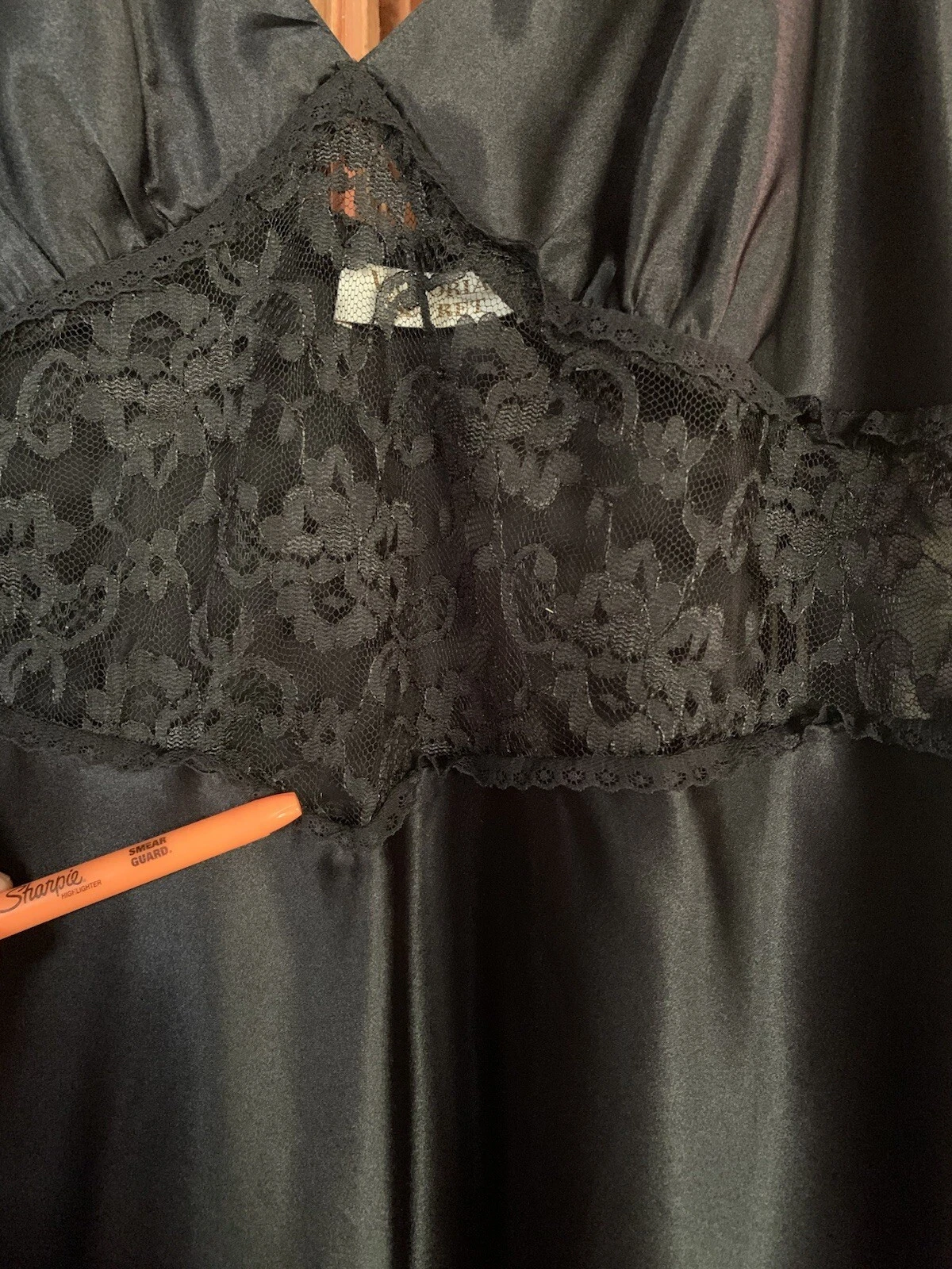 UNDERCOVER Camicia da notte vintage Victorias Secret L nera pizzo abito Stevie Nicks strega zingara