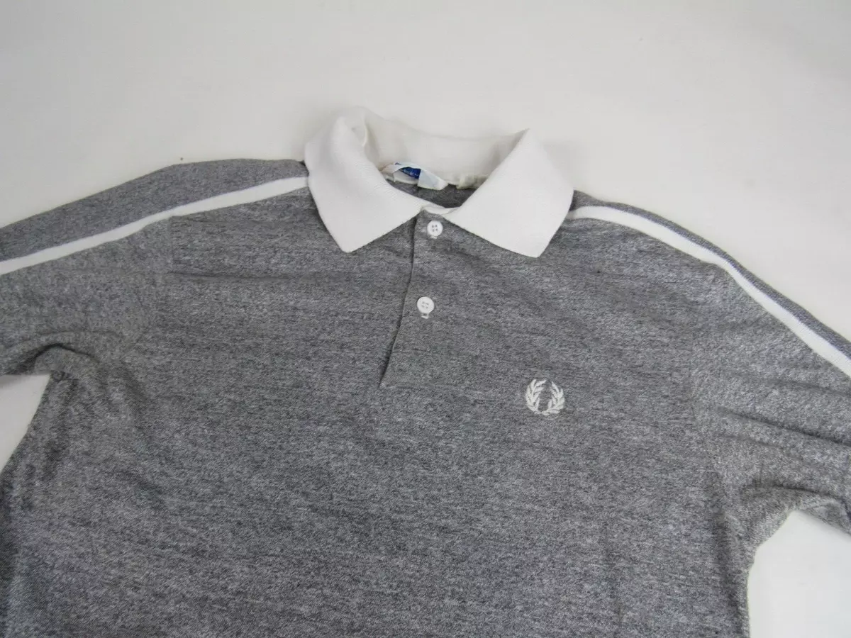 Vtg 1970's 80's Fred Perry Polo Shirt Heather Gray Sz Small S 70’s Rare Striped