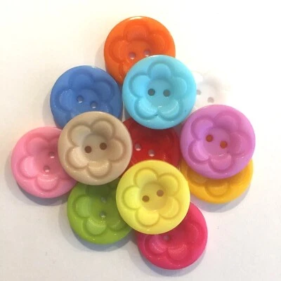 Flower pattern buttons 23mm white pink blue yellow purple green orange 20