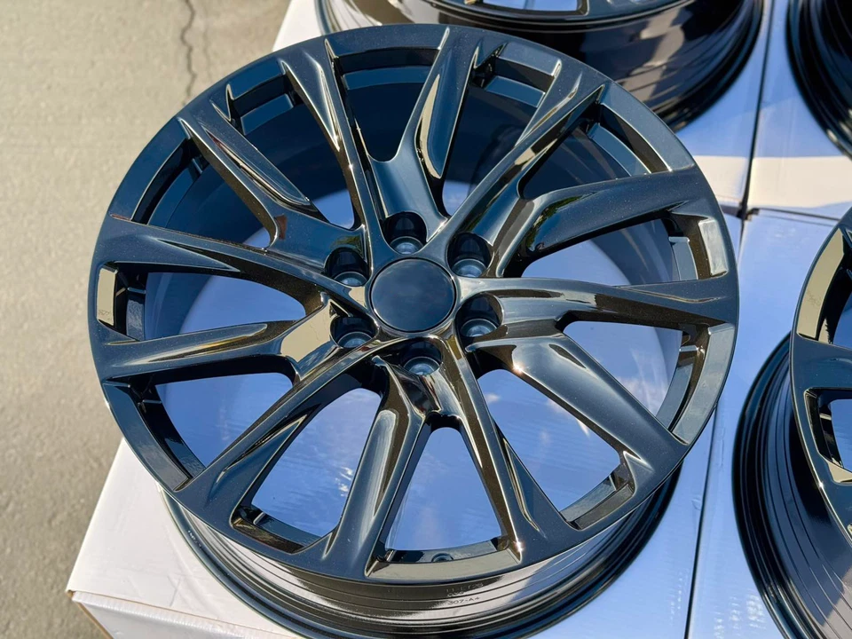  New Gloss Black Cadillac Escalade Platinum Sport 22" Rims Wheels Factory Specs - Image 2 of 4