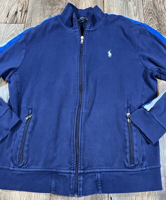 【新品】Polo by Ralph Lauren ジャケット 100 ネイビー Polo Ralph Lauren Navy Blue Track Jacket Blue White Stripe Size