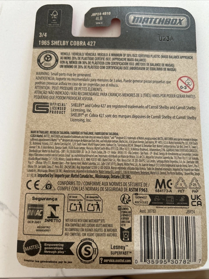 Matchbox 2025 Super Chase 1965 Shelby Cobra 427 naranja metálico con protector Foto 4 de 4