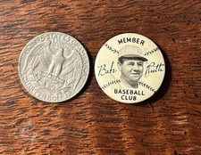 Original 1934 Quaker Oats Vintage BABE RUTH Baseball Club Member PinBack Button