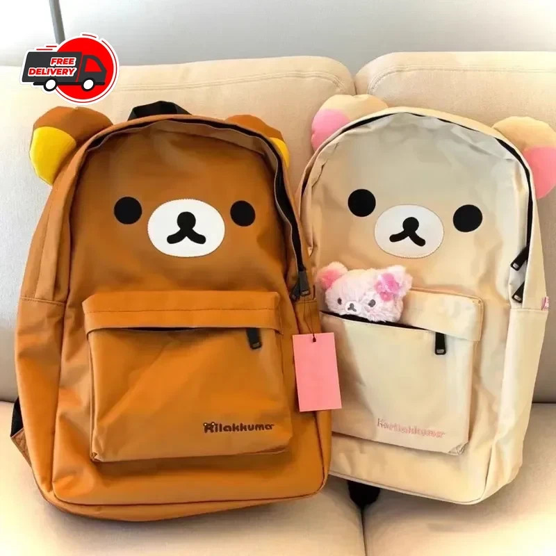 Kawaii Rilakkuma Oso Mochila Gran Capacidad Bolso Escolar Estudiante Hombro RegaloKa
