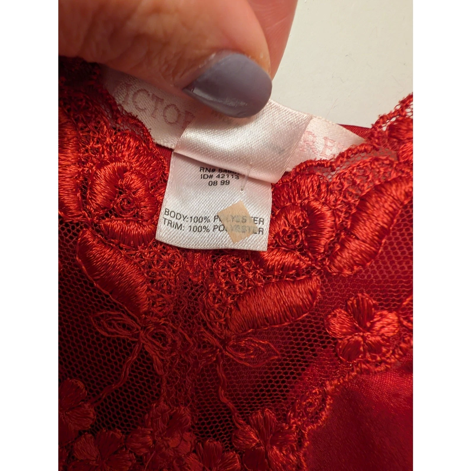 Abito Victoria's Secret raso pizzo cami slip rosso civetta San Valentino