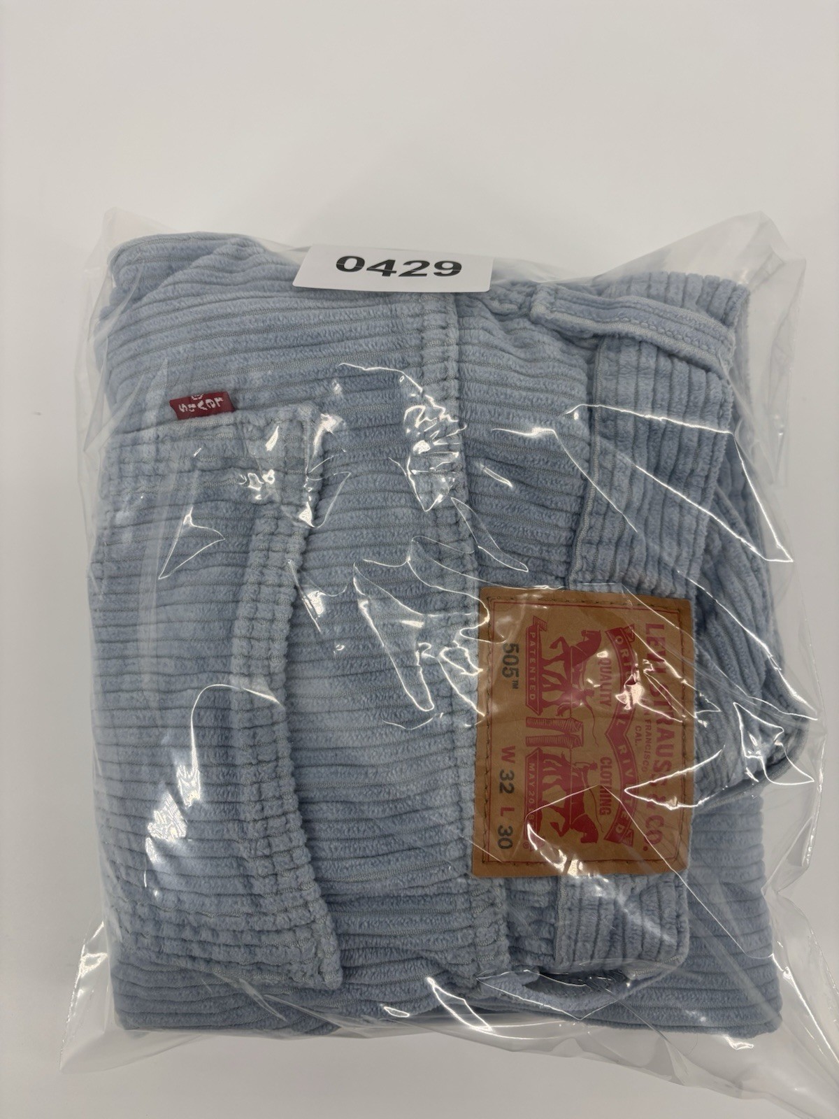 Levi's 505 Corduroy Pants Mens 32x30 Light Blue Slate Straight Leg Cords Zip Fly image 9