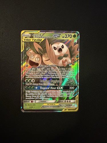 Rowlet & Alolan Exeggutor GX 1/236 Holo Ultra Rare Unified Minds Pokemon NM