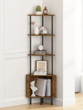 Corner Shelf Stand 5 Tier Industrial Corner Bookshelf 55" Tall Corner Storage...