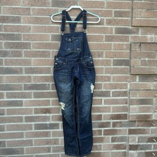 Levis Overalls Girls 16R Blue Denim Jean Bib Straight Distressed Cotton Youth