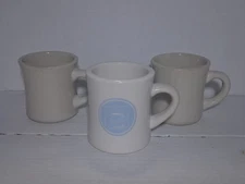 Vintage M Ware Restaurant Style Coffee Mug LOT OF 3 White Stoneware HEAVY