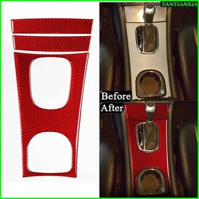 For Benz C-Class W203 2005-07 Red Carbon Fiber Center Gear Shift Storage Cover