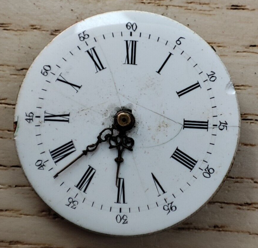 Vintage 27.4mm Pocket Watch Movement for Repair or Spare Parts