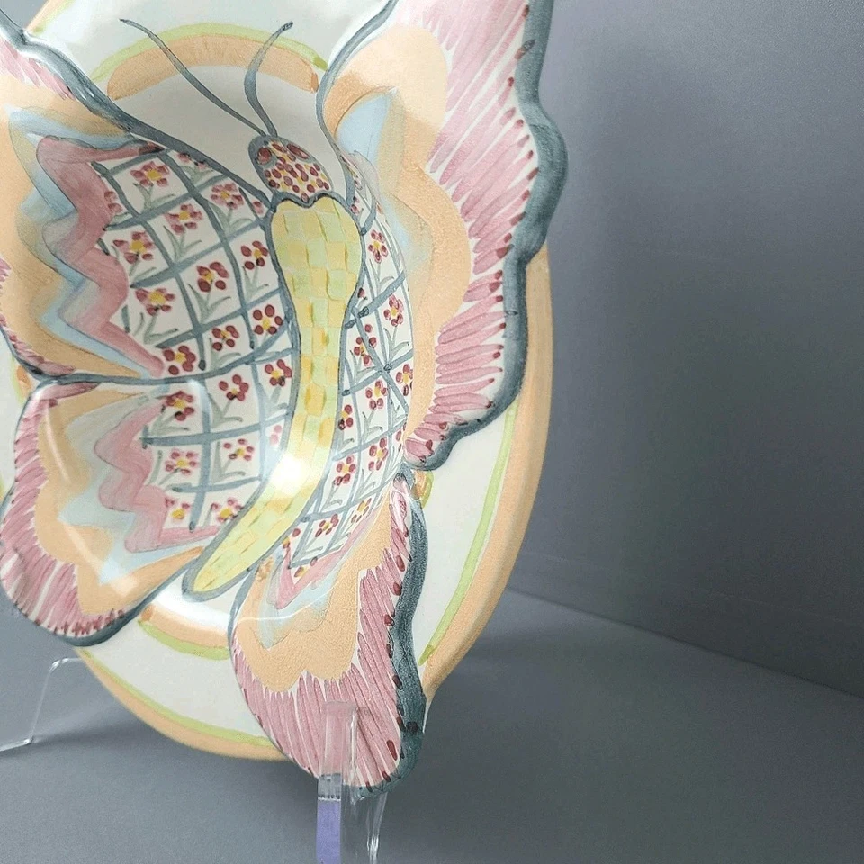 MacKenzie-Childs Butterfly Hill Vintage Hand Painted Bowl-Read - Image 2 of 4