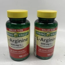 Spring Valley L-Arginine Heart Health Supplement 500mg 100Ct Lot 2 Exp 03/2027