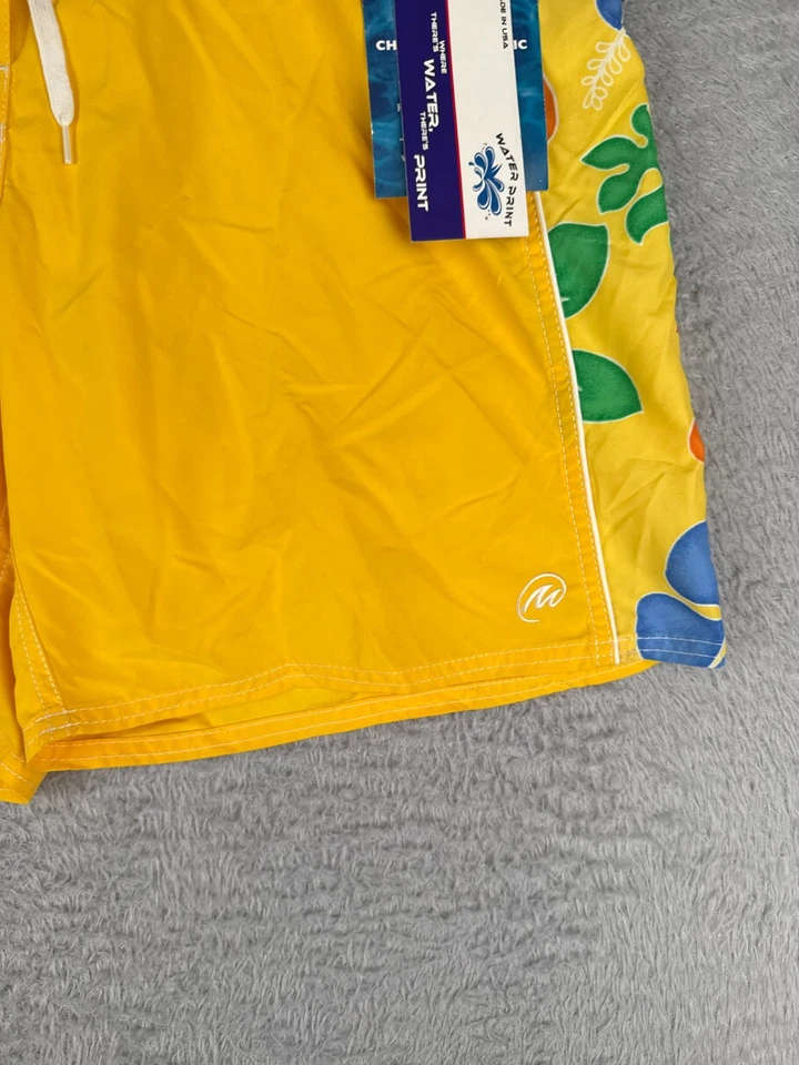 VINTAGE Mysterioso Board Short Mujer 14 Amarillo Patrón Cambiante Tela Camaleón Foto 2 de 4