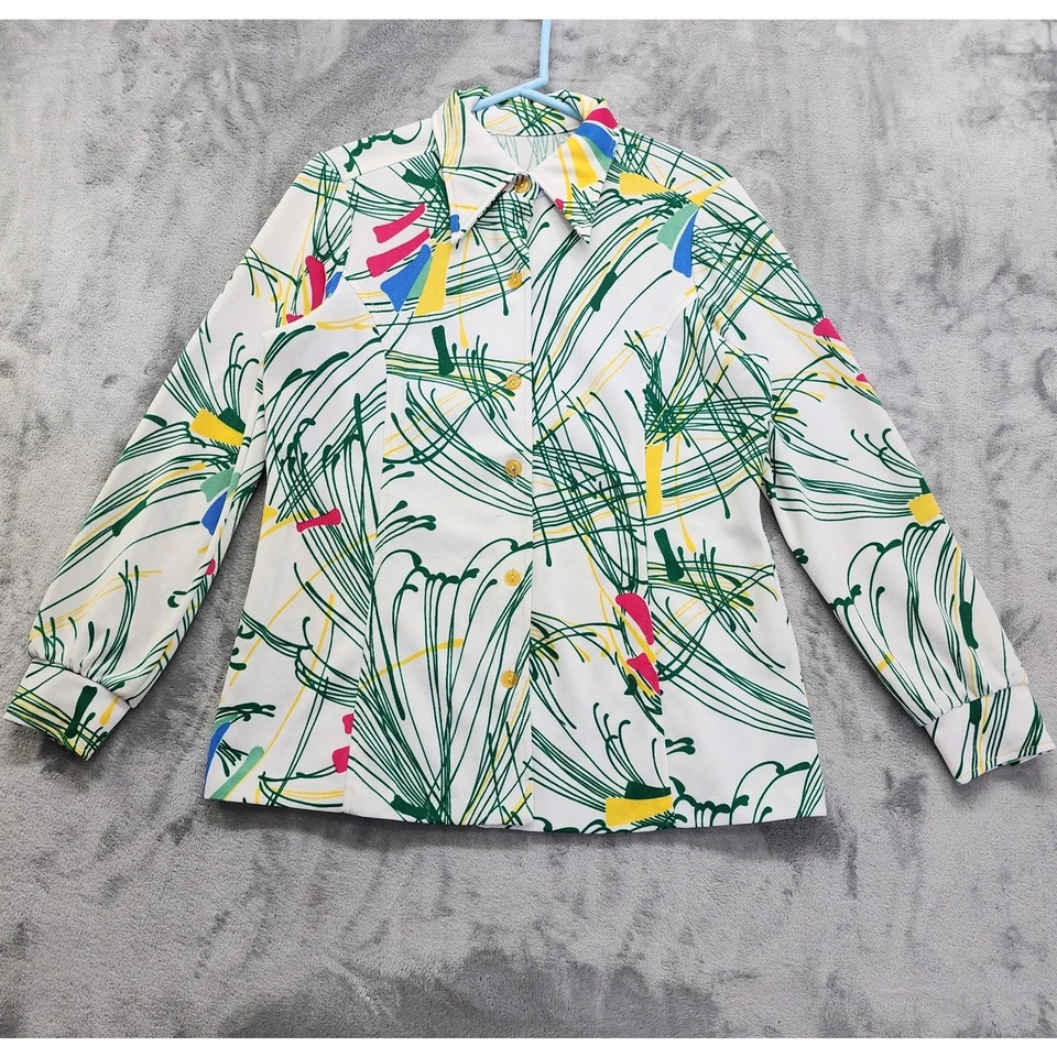 Chaqueta Twinset Vintage Años 70 Floral Poliéster Sin Mangas Top Botón Frontal Talla M Foto 2 de 4