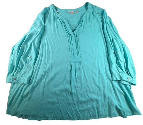 Avenue Aqua Rayon Peasant Blouse Womens 22/24 Plus Roll Tab Tunic Top Boho