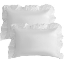 Ruffled Pillowcases Standard Size 20" X 26" , 100 Lightweight Cotton Pillow...