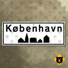 Denmark Copenhagen city town limits road sign highway marker silhouette 20x7