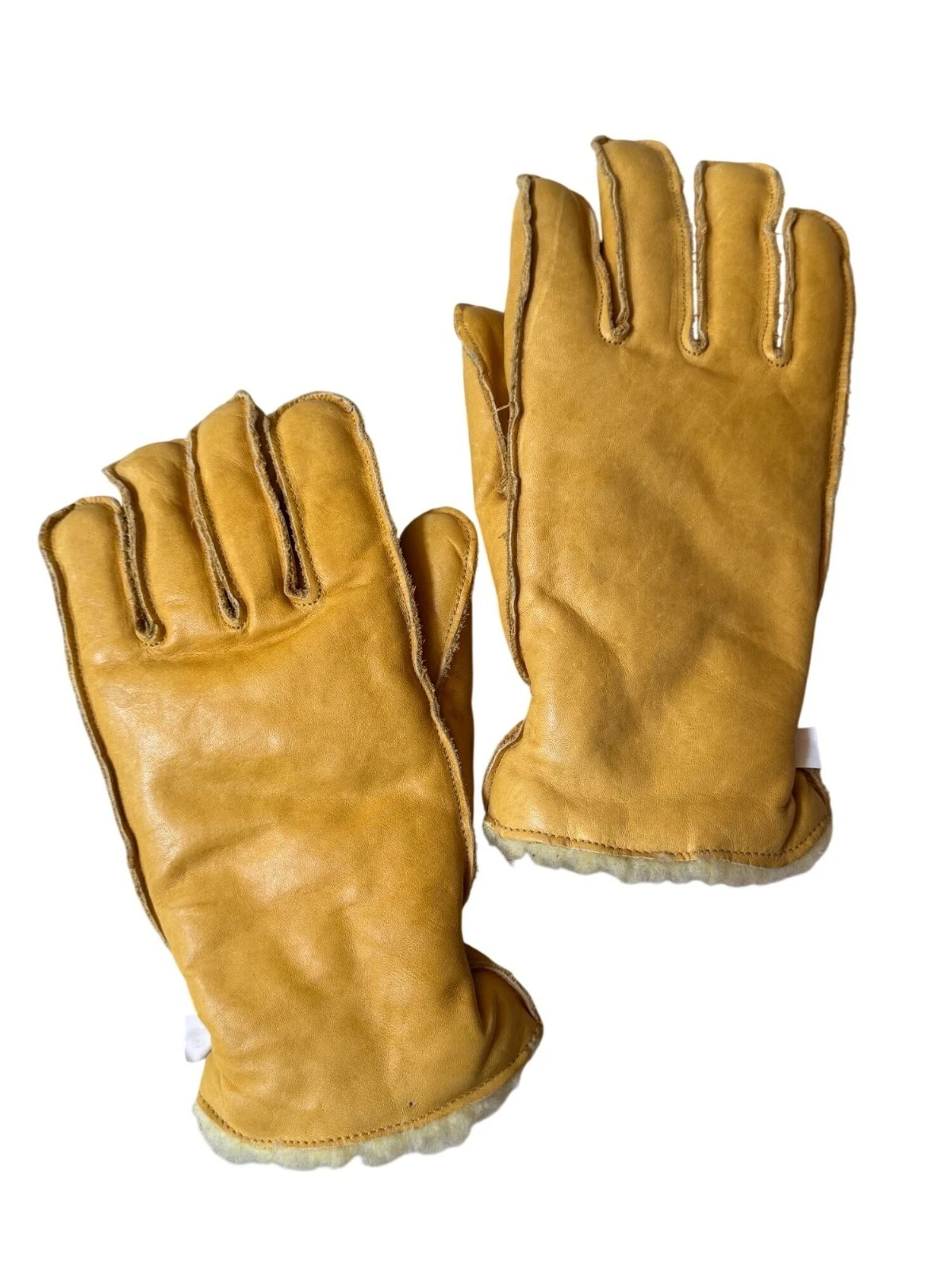 Mens Yellow Leather Gloves Lined Made In Canada M