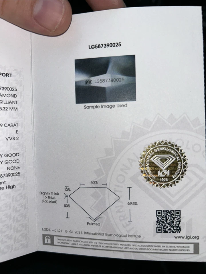 .89 Carat IGI Lab Grown Engagement Ring Size 10 W/ Certificate & Box - Image 4 of 4