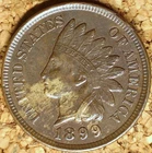 1899 Indian Head Cent - AU++ FOUR SOLID DIAMONDS, UNUSUAL ALLOY MIX  (M759)