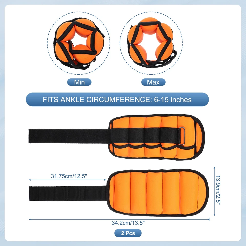 10 libras/par de pesas de tobillo ajustables muñeca pierna brazo pesas bolsas de arena naranja Foto 2 de 4